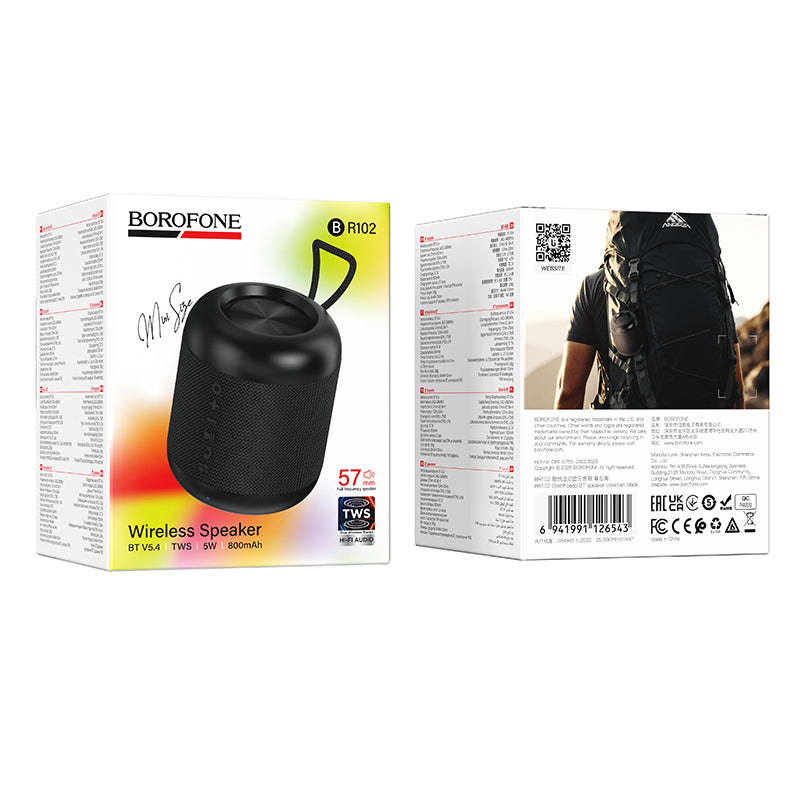 Borofone 5W Portable Bluetooth Speaker with USB-C Charging and TWS Pairing