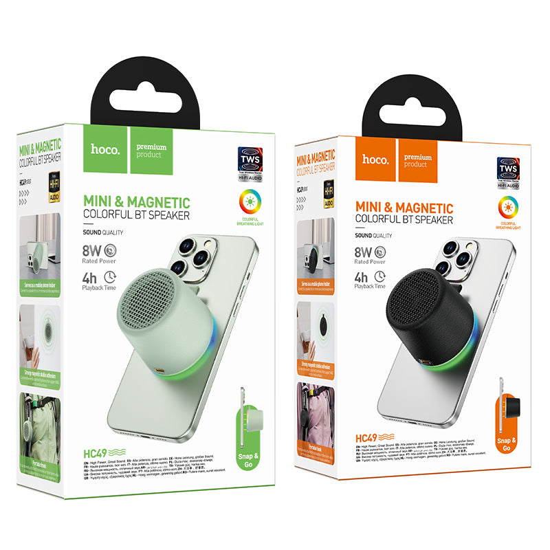 Hoco Magnetic Bluetooth Speaker 8W Portable Clear Sound Rechargeable Battery HC49
