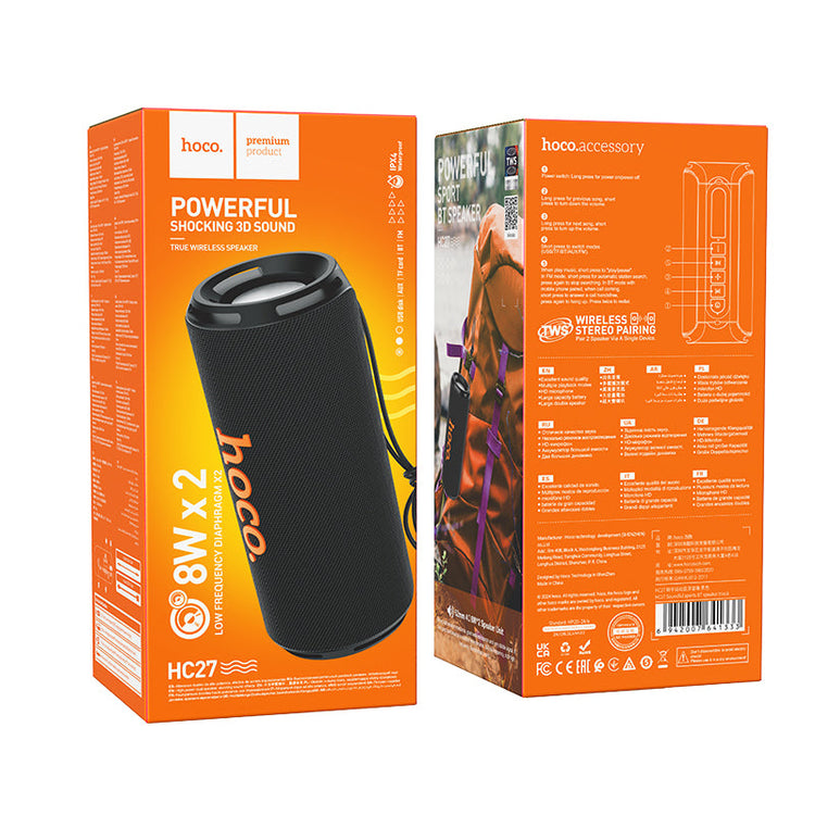 Hoco Sports Bluetooth Speaker 16W Dual Driver FM Radio TF Card USB Playback HC27
