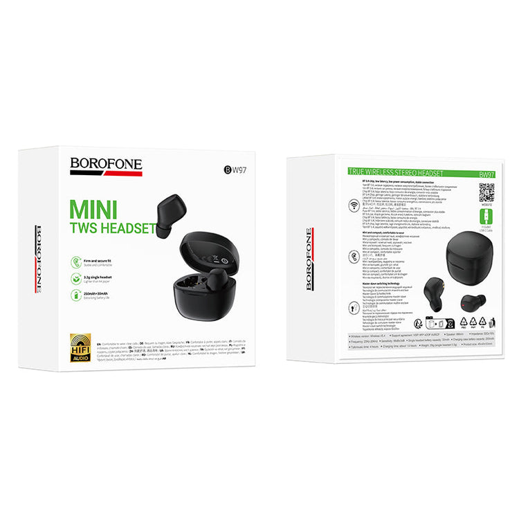 Borofone True Wireless Bluetooth Earbuds with Charging Case and Comfortable Fit