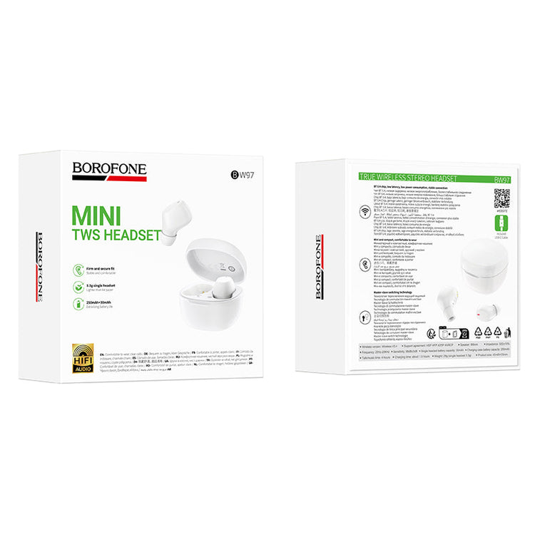 Borofone True Wireless Bluetooth Earbuds 7 Hour Battery Life with Charging Case BW97