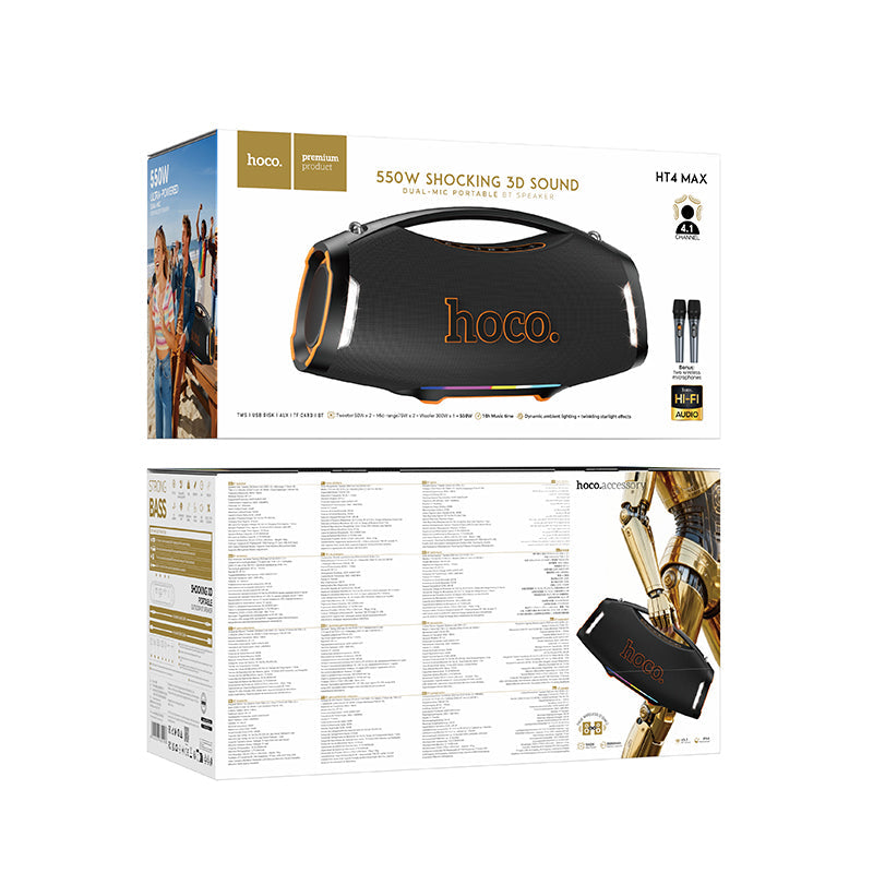 Hoco High-Power Bluetooth Speaker with 2 Wireless Microphones for Karaoke Parties
