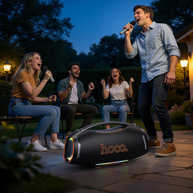 Hoco High-Power Bluetooth Speaker with 2 Wireless Microphones for Karaoke Parties