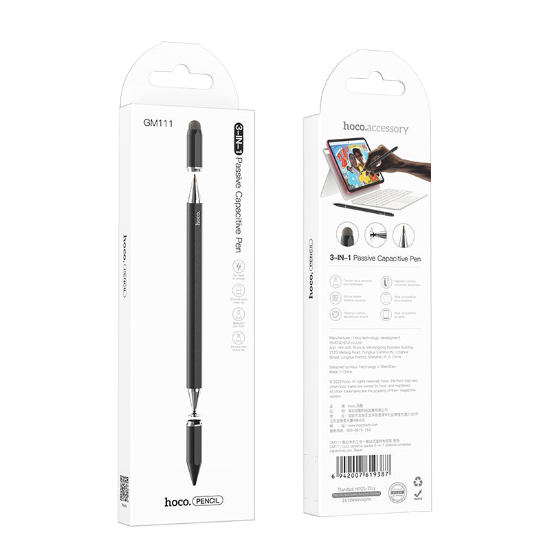 Hoco 3-in-1 Passive Capacitive Stylus Pen with Interchangeable Tips