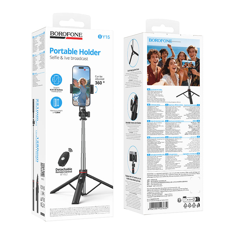 Borofone Extendable 128cm Live Streaming Tripod with Bluetooth Remote