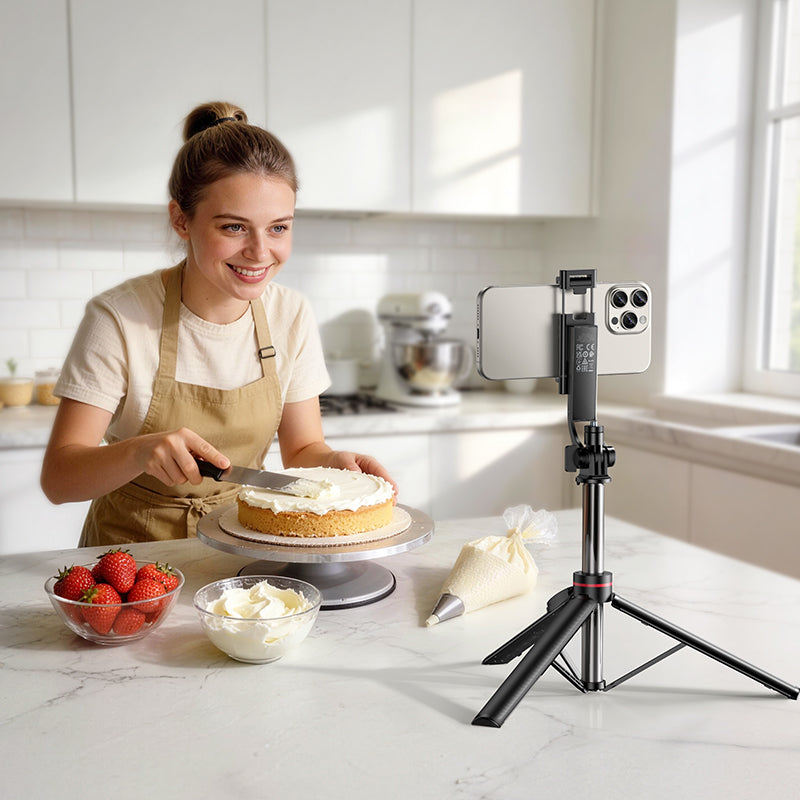 Borofone Extendable 128cm Live Streaming Tripod with Bluetooth Remote