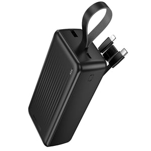 BOROFONE 30000mAh Power Bank with 3 Built-In Cables Fast Charging Portable Charger
