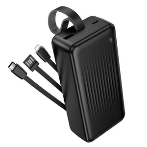 BOROFONE 30000mAh Power Bank with 3 Built-In Cables Fast Charging Portable Charger