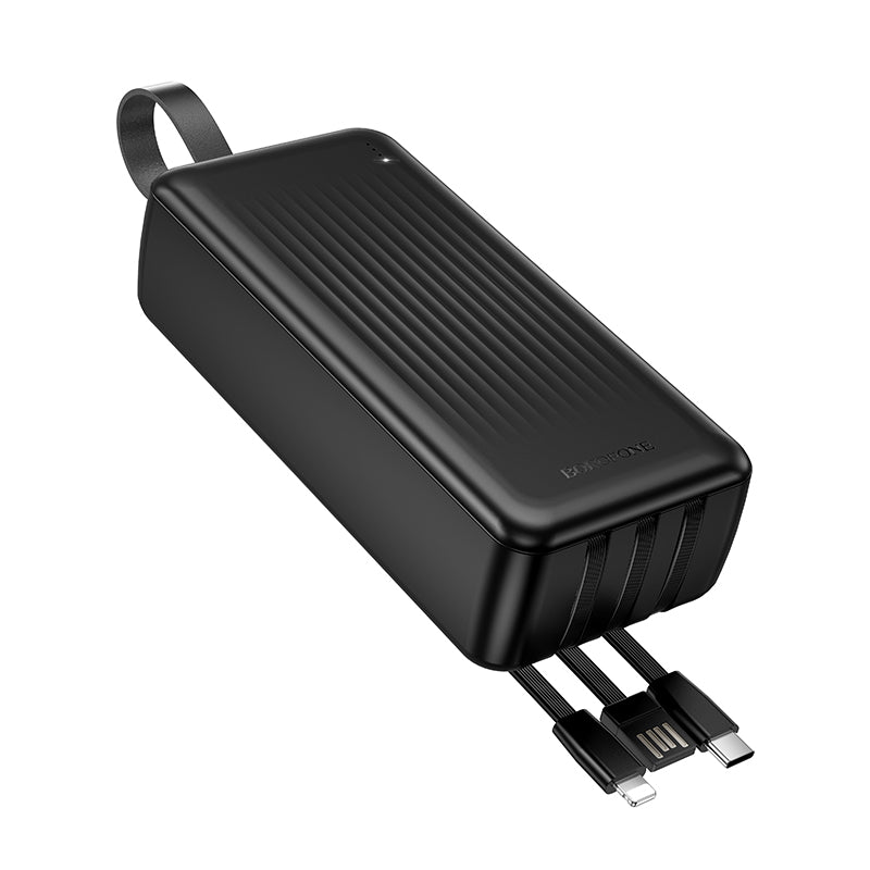 BOROFONE 30000mAh Power Bank with 3 Built-In Cables Fast Charging Portable Charger
