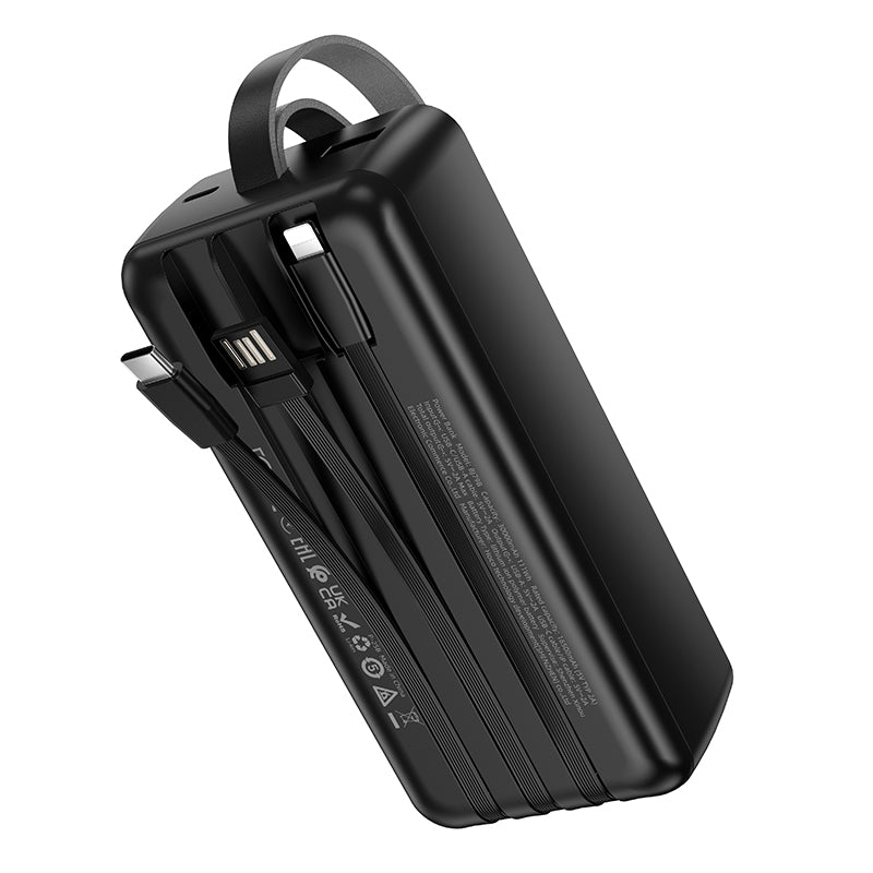 BOROFONE 30000mAh Power Bank with 3 Built-In Cables Fast Charging Portable Charger