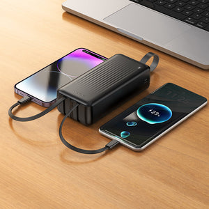BOROFONE 30000mAh Power Bank with 3 Built-In Cables Fast Charging Portable Charger