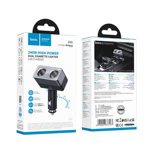 Hoco Dual Cigarette Lighter Car Charger Splitter for Two Devices