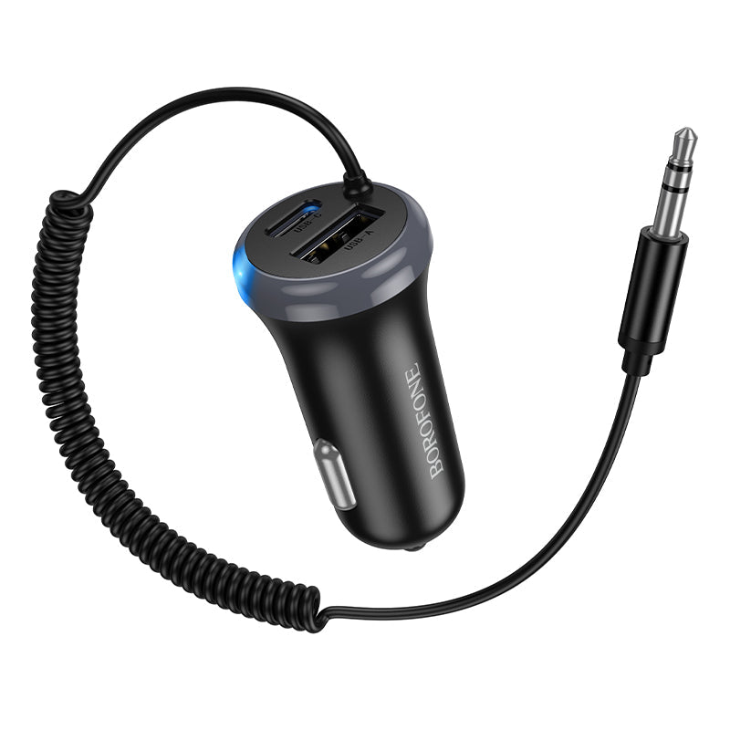 Borofone Dual-Port Car Bluetooth Receiver with Built-In Charging Cable