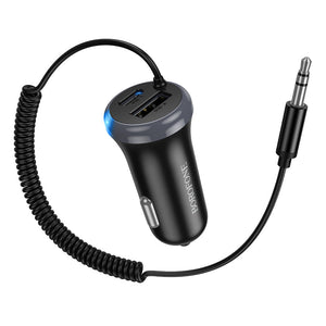 Borofone Dual-Port Car Bluetooth Receiver with Built-In Charging Cable