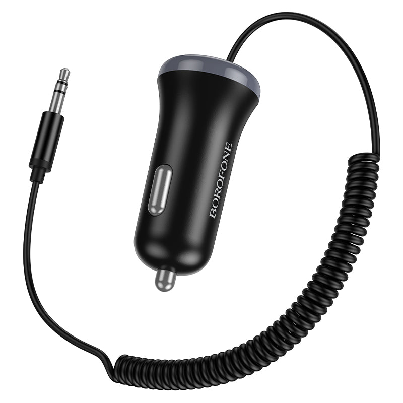 Borofone Dual-Port Car Bluetooth Receiver with Built-In Charging Cable