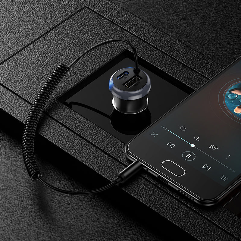 Borofone Dual-Port Car Bluetooth Receiver with Built-In Charging Cable