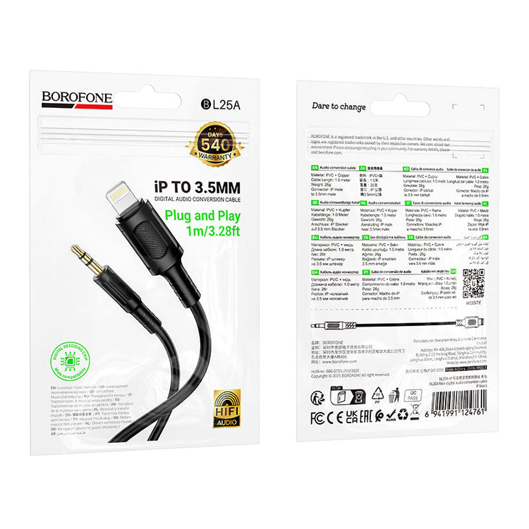 Borofone 3.5mm to Lightning Audio Conversion Cable for iPhone and iPad