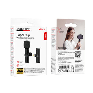 Borofone Wireless Clip-On Lavalier Microphone with USB-C Connector for Video Recording