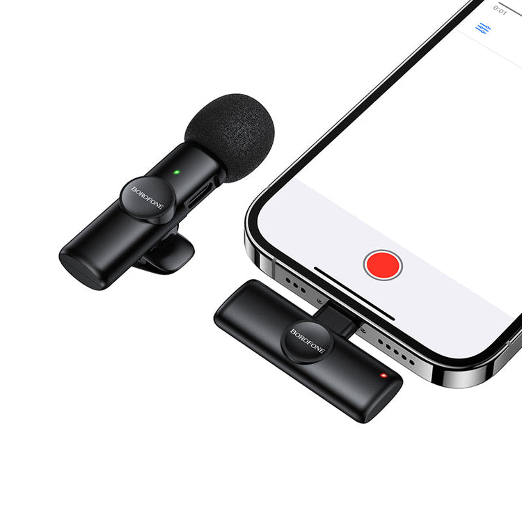 Borofone Wireless Clip-On Lavalier Microphone with USB-C Connector for Video Recording