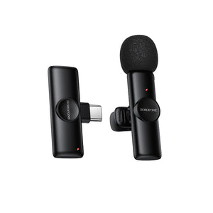 Borofone Wireless Clip-On Lavalier Microphone with USB-C Connector for Video Recording