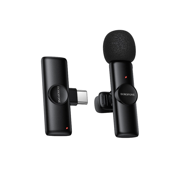 Borofone Wireless Clip-On Lavalier Microphone with USB-C Connector for Video Recording
