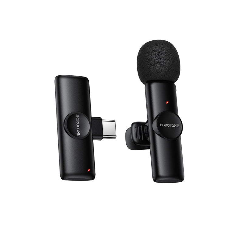 Borofone Wireless Clip-On Lavalier Microphone with USB-C Connector for Video Recording