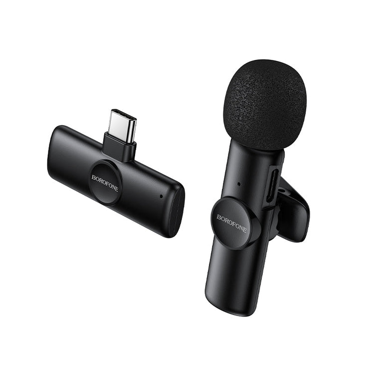 Borofone Wireless Clip-On Lavalier Microphone with USB-C Connector for Video Recording