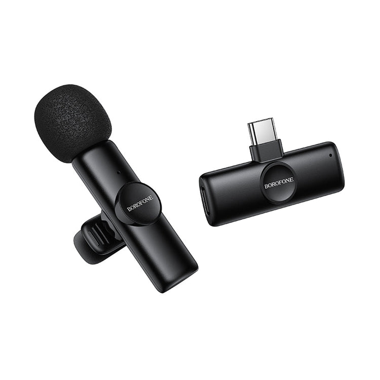 Borofone Wireless Clip-On Lavalier Microphone with USB-C Connector for Video Recording