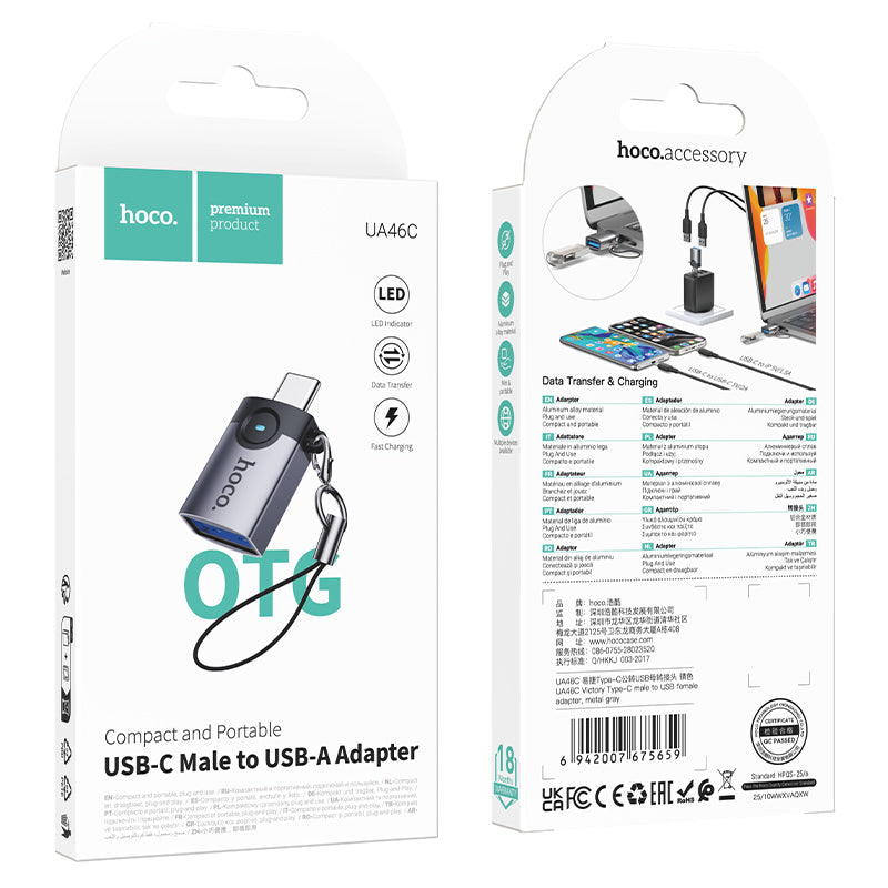 Hoco USB-C Male to USB-A Female OTG Adapter for Phones and Tablets