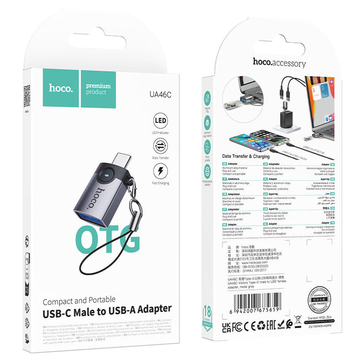 Hoco USB-C Male to USB-A Female OTG Adapter for Phones and Tablets