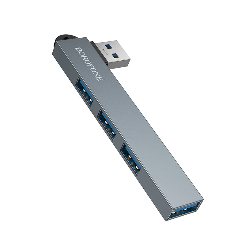 Borofone 4-in-1 USB Hub with 3x USB 2.0 and USB 3.0 Ports for Laptops and Desktops
