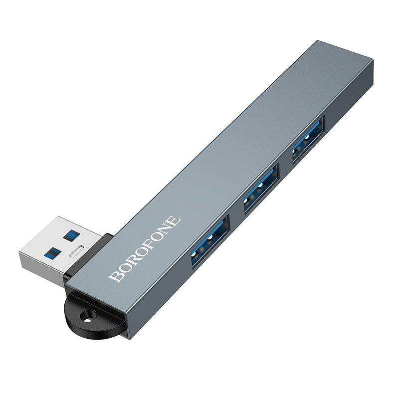 Borofone 4-in-1 USB Hub with 3x USB 2.0 and USB 3.0 Ports for Laptops and Desktops