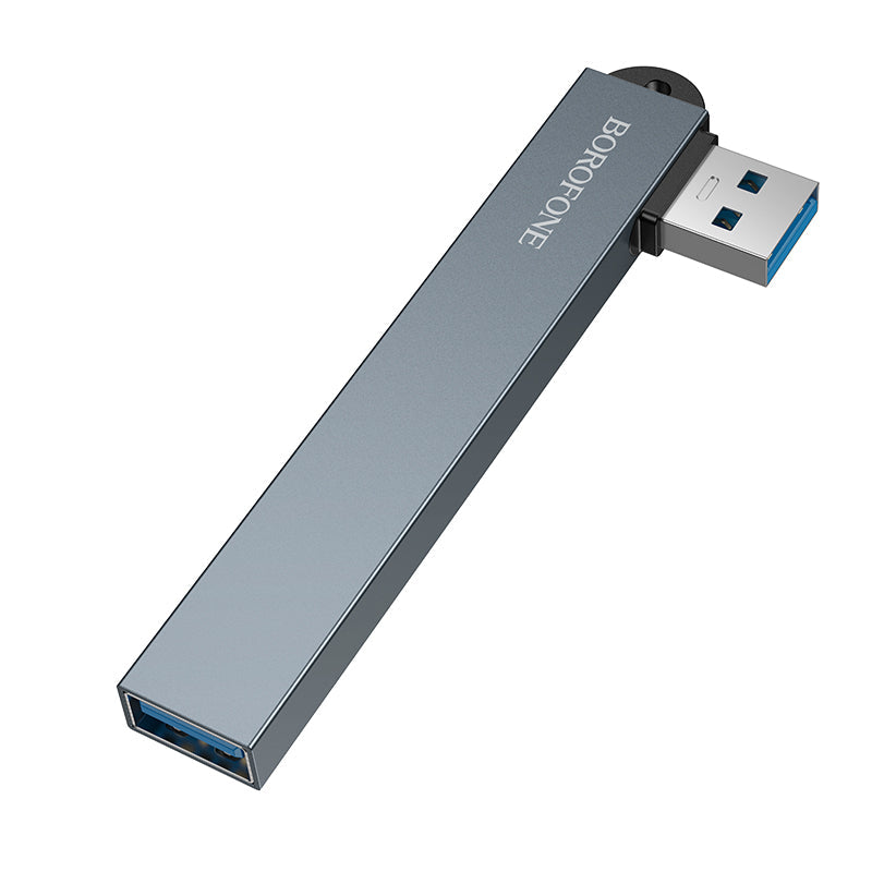 Borofone 4-in-1 USB Hub with 3x USB 2.0 and USB 3.0 Ports for Laptops and Desktops
