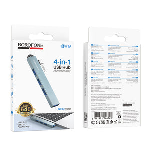 Borofone 4-in-1 USB-C Hub with 3x USB 2.0 and USB 3.0 Ports for USB-C Devices