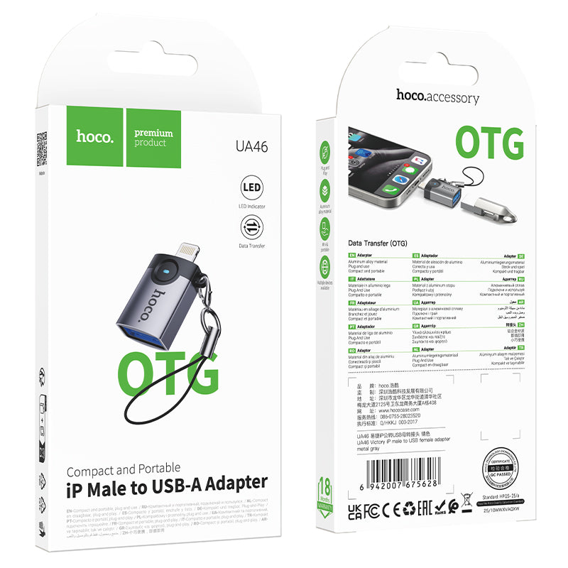 Hoco Lightning Male to USB-A Female OTG Adapter for iPhone and iPad
