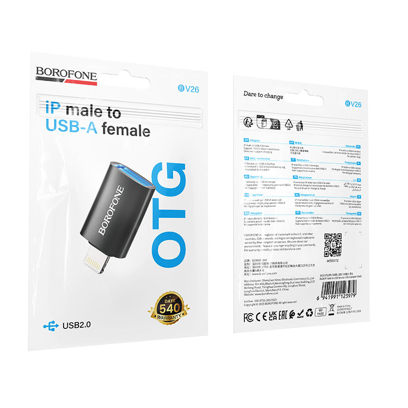 Borofone Lightning to USB-A OTG Adapter with USB 2.0 Data Transfer