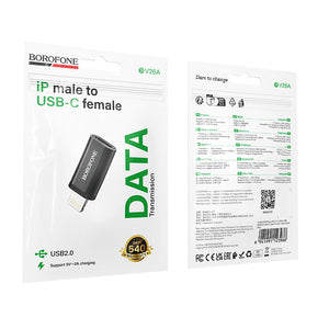 Borofone Lightning to USB-C OTG Adapter with USB 2.0 Data Transfer