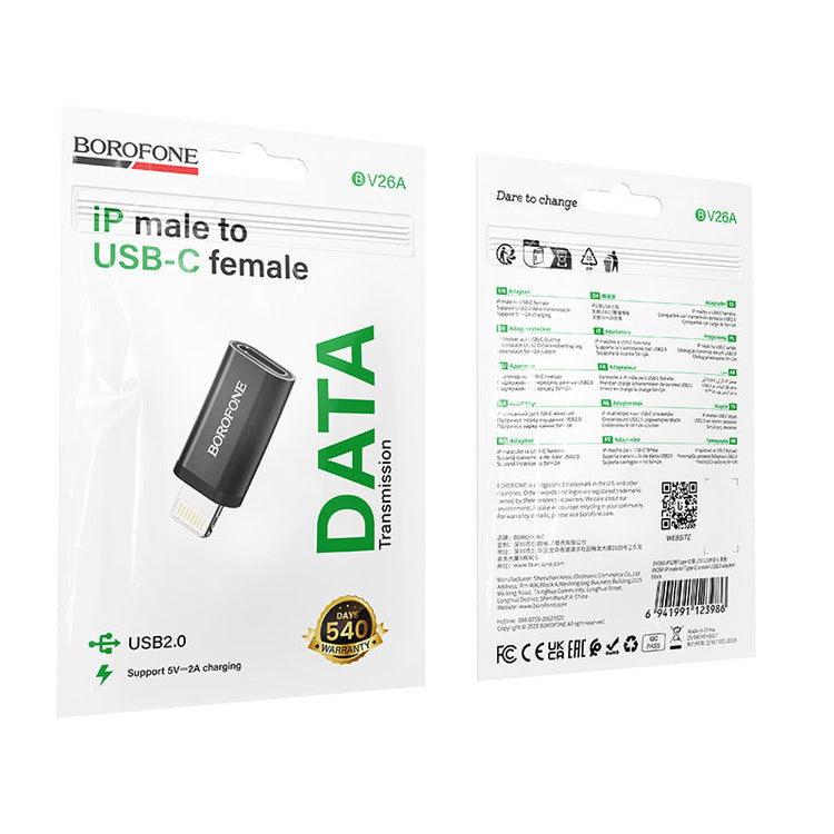 Borofone Lightning to USB-C OTG Adapter with USB 2.0 Data Transfer