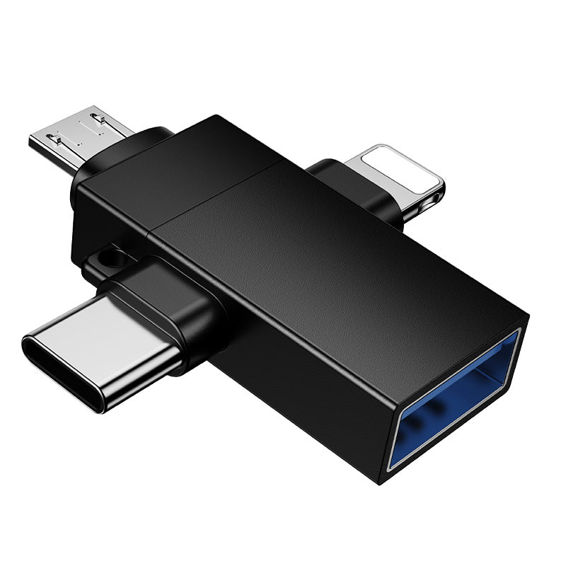 Borofone 3-in-1 Lightning, USB-C and Micro-USB to USB-A OTG Adapter