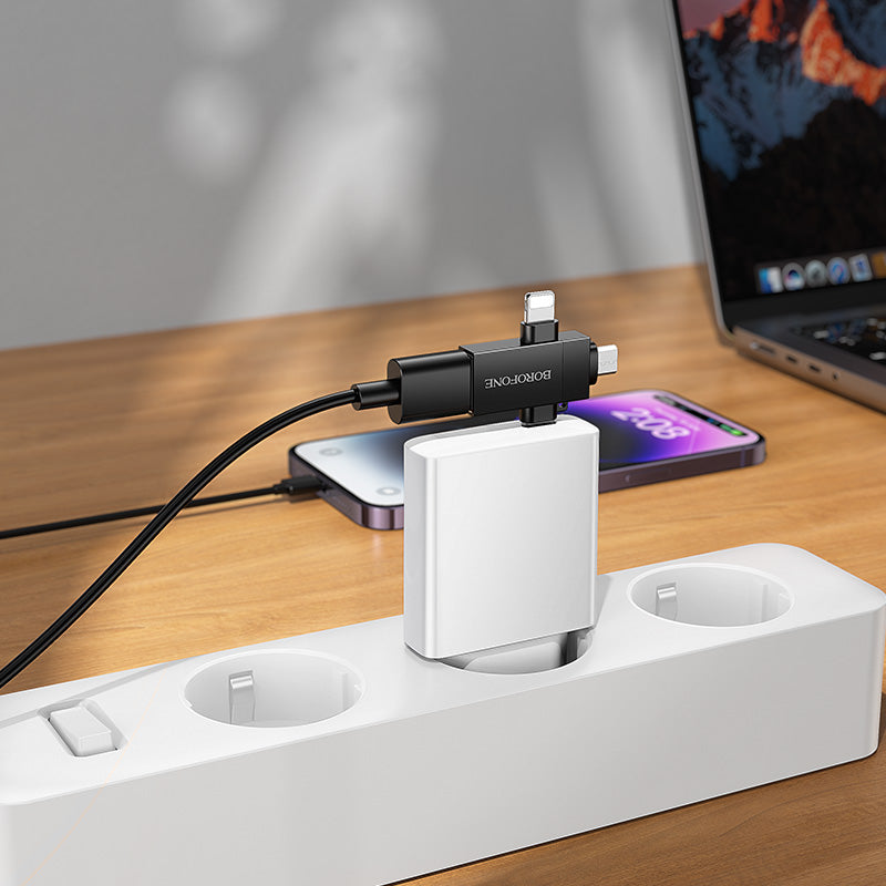 Borofone 3-in-1 Lightning, USB-C and Micro-USB to USB-A OTG Adapter