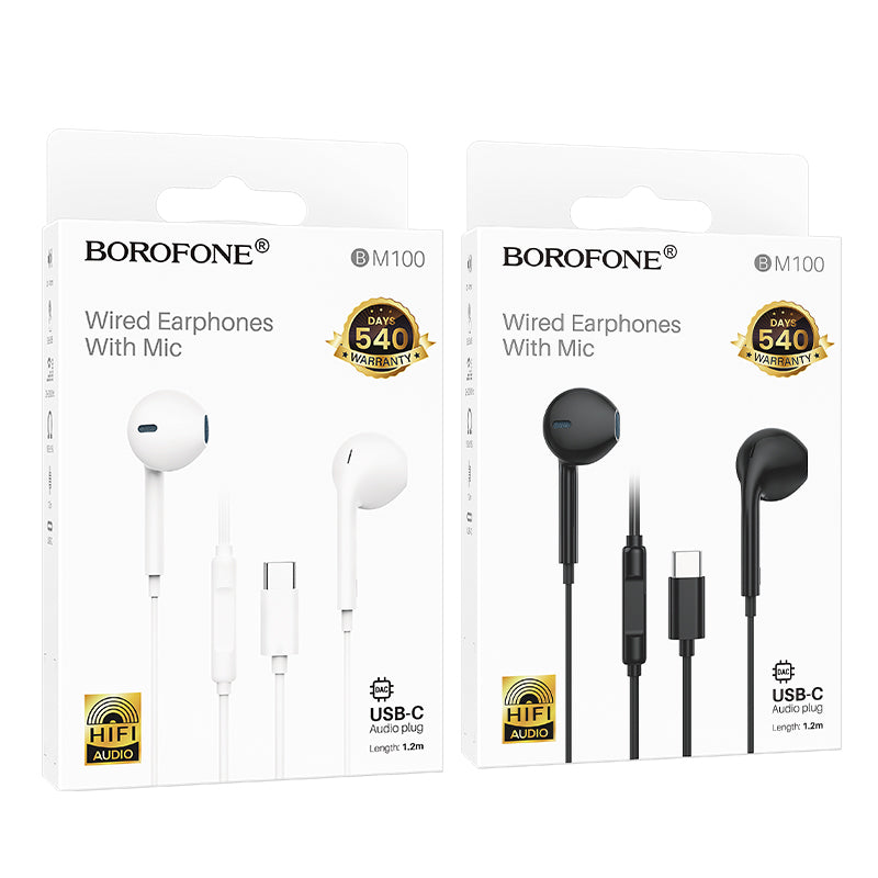 Borofone USB-C Digital Universal Earphones with Microphone, Comfortable Fit
