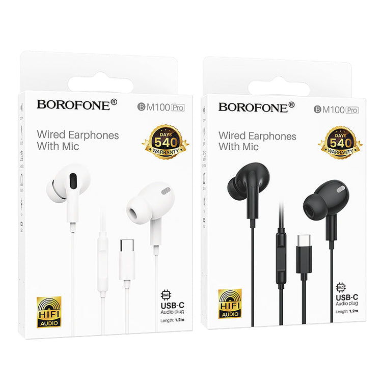 Borofone Pro USB-C Digital Universal Earphones with Microphone, Comfortable Fit