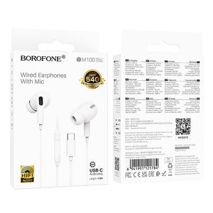 Borofone Pro USB-C Digital Universal Earphones with Microphone, Comfortable Fit