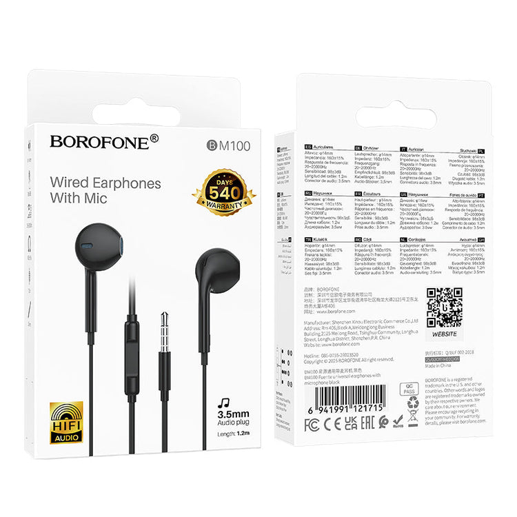 Borofone Universal 3.5mm Wired Earphones with Microphone and Volume Control