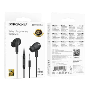 Borofone Pro 3.5mm Universal Wired Earphones with Microphone, Comfortable Fit