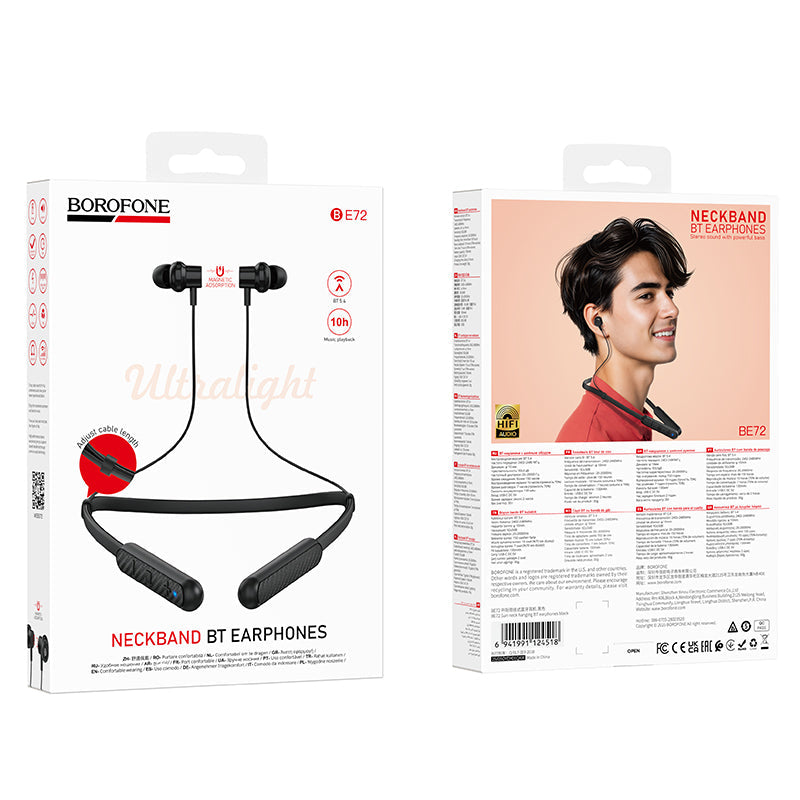 Borofone Sports Neckband Bluetooth Wireless Earphones with Built-In Controls