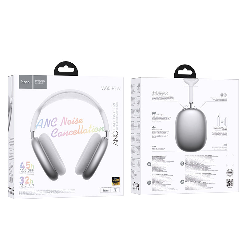 Hoco Wireless Bluetooth Headphones with Active Noise Cancellation and 45-Hour Battery