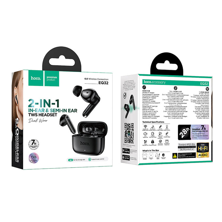 Hoco True Wireless Bluetooth Earbuds with App Control and 7 Hour Playtime