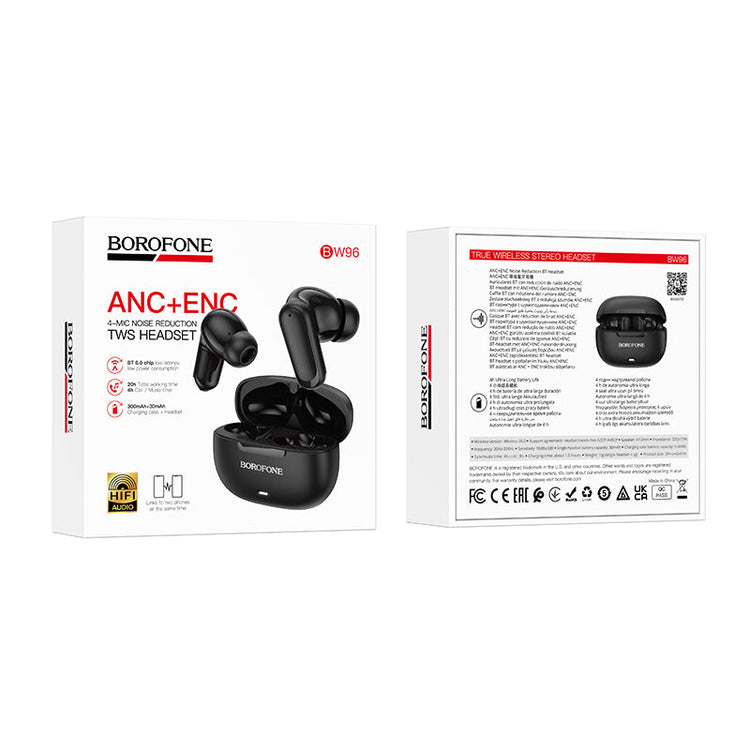 Borofone True Wireless ANC+ENC Bluetooth Earbuds with 27 Hour Total Playback