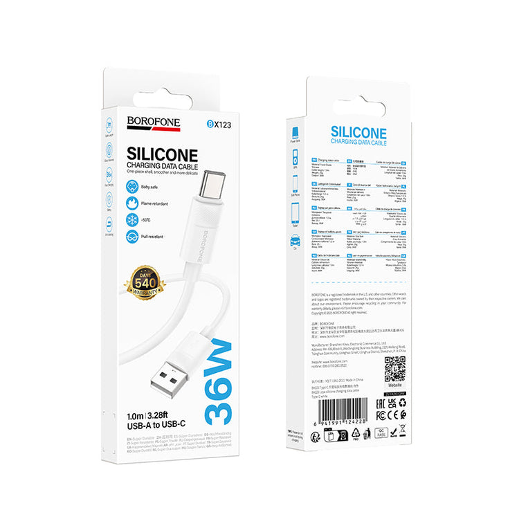 Borofone Silicone USB-C to USB-C 60W Fast Charging Cable for Phones and Tablets